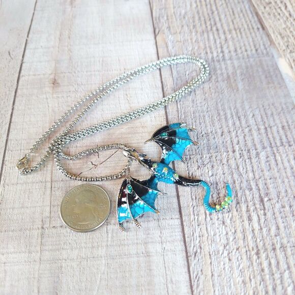 Dragon Necklace Blue and Black - Picture 3 of 3